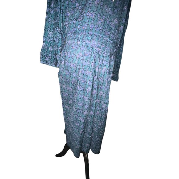 Vintage Prarie Dress Eighties KSL by Karin Stephens Sz 22 W Blue Green Paisley R - Picture 16 of 16
